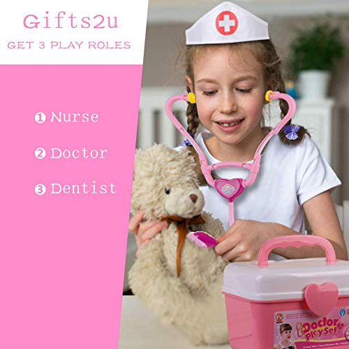 Gifts2U Toy Doctor Kit, 37 Piece Kids Pretend Play Toys Dentist Medical Role Play Educational Toy Doctor Playset for Girls Ages 3-6 Gifts2U Toy Doctor Kit, 37 Piece Kids Pretend Play Toys Dentist Medical Role Play Educational Toy Doctor Playset for Girls Ages 3-6